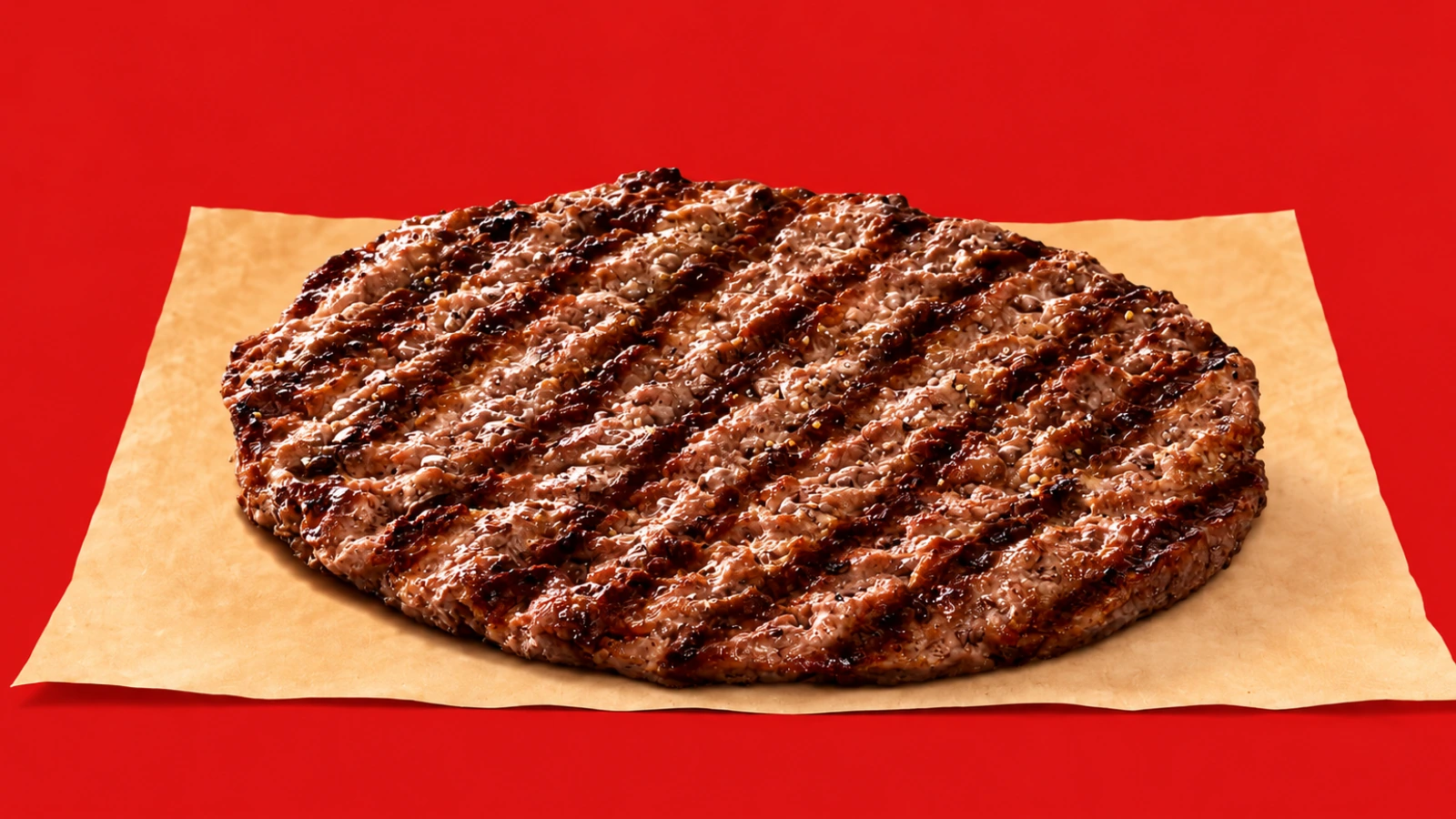Carne de hamburguesa de Burger King Japón servida sola, sin pan, de la promoción On the Beef